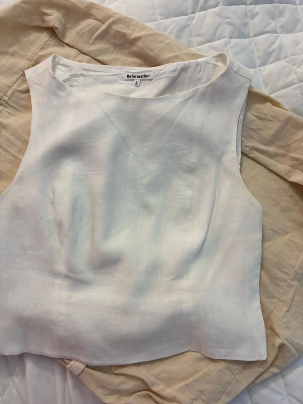 Reformation White Linen Matching Set-Sleeveless top and Mini Skirt-Size 6